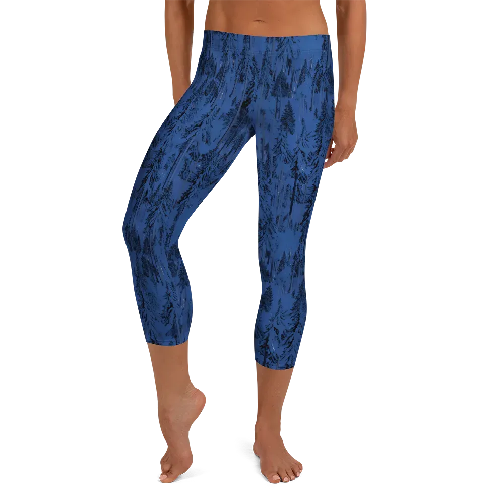 Bluewood Nocturne on Capri Leggings — Front