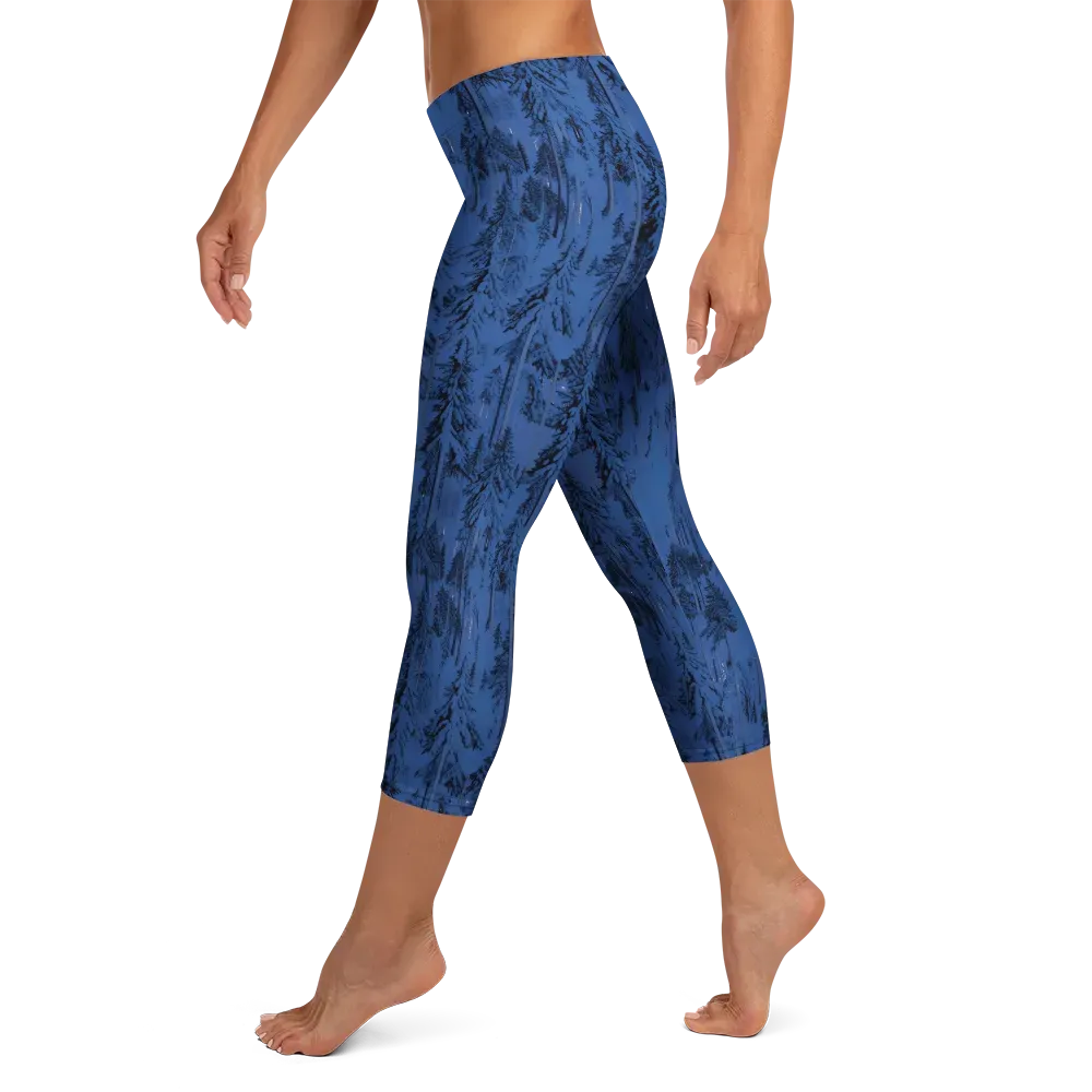 Bluewood Nocturne on Capri Leggings — Left