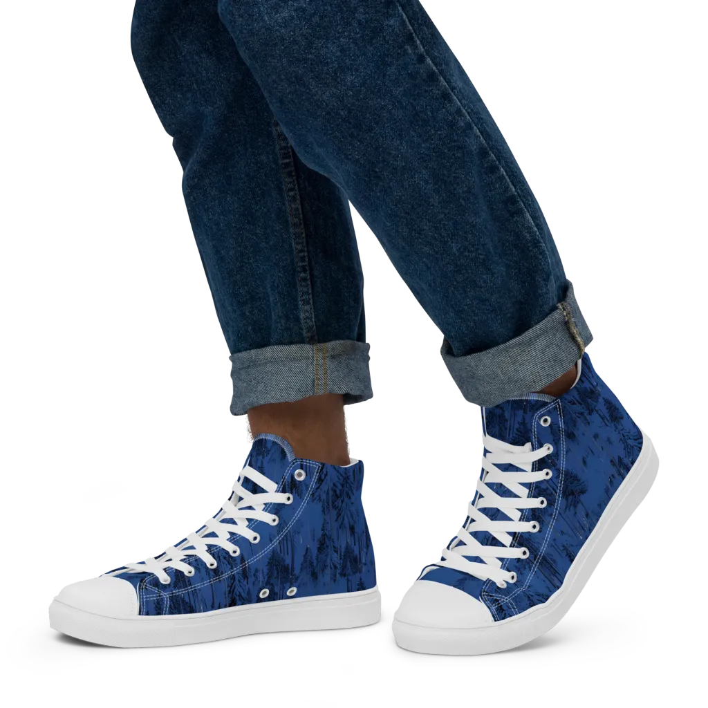 Bluewood Nocturne on Men's High Top Canvas Shoes — Left