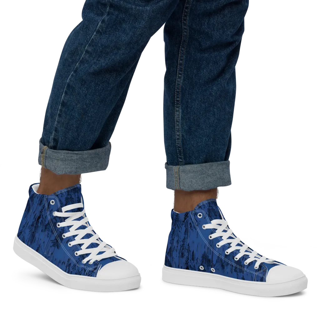 Bluewood Nocturne on Men's High Top Canvas Shoes — Right