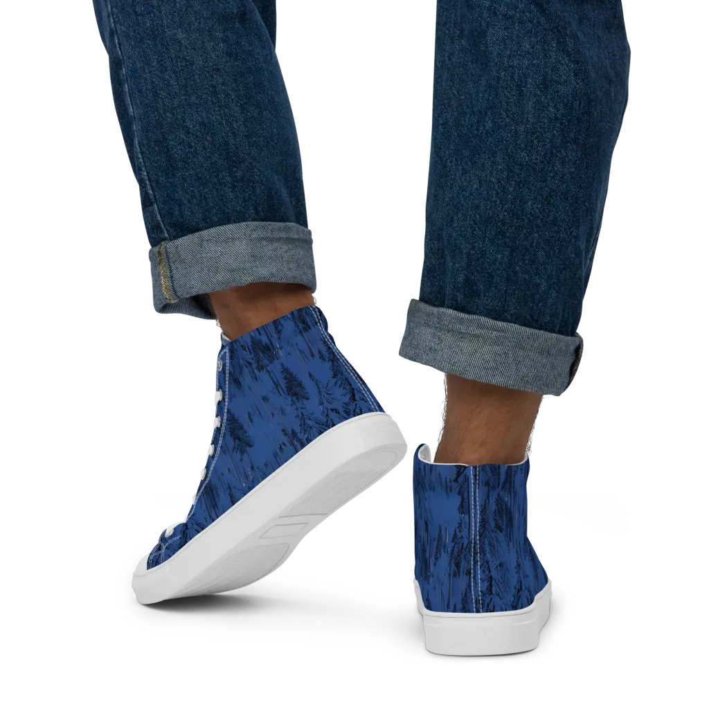 Bluewood Nocturne on Men's High Top Canvas Shoes — Back