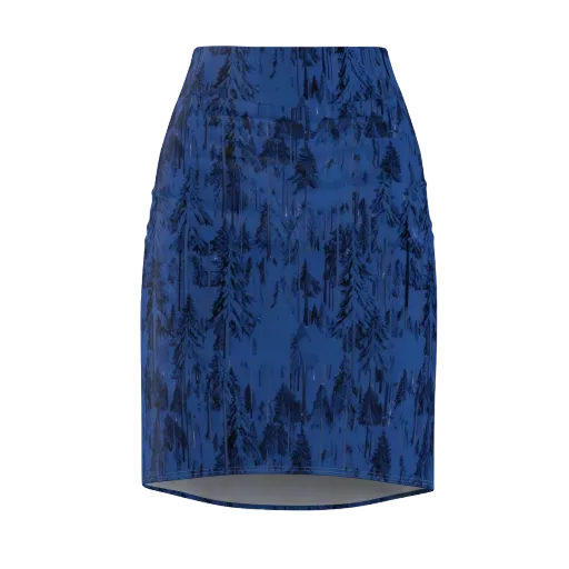 Bluewood Nocturne on a Pencil Skirt