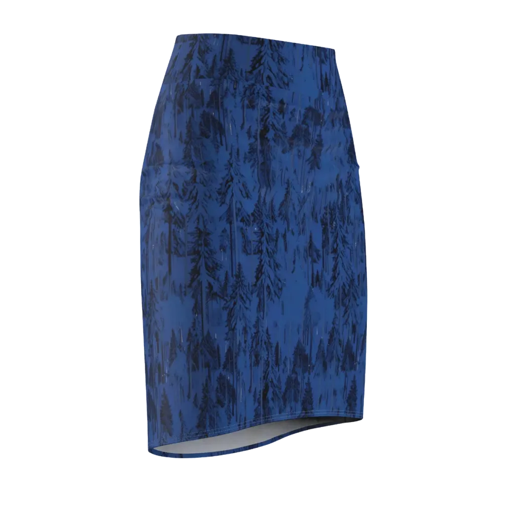 Bluewood Nocturne on Pencil Skirt — Front Side