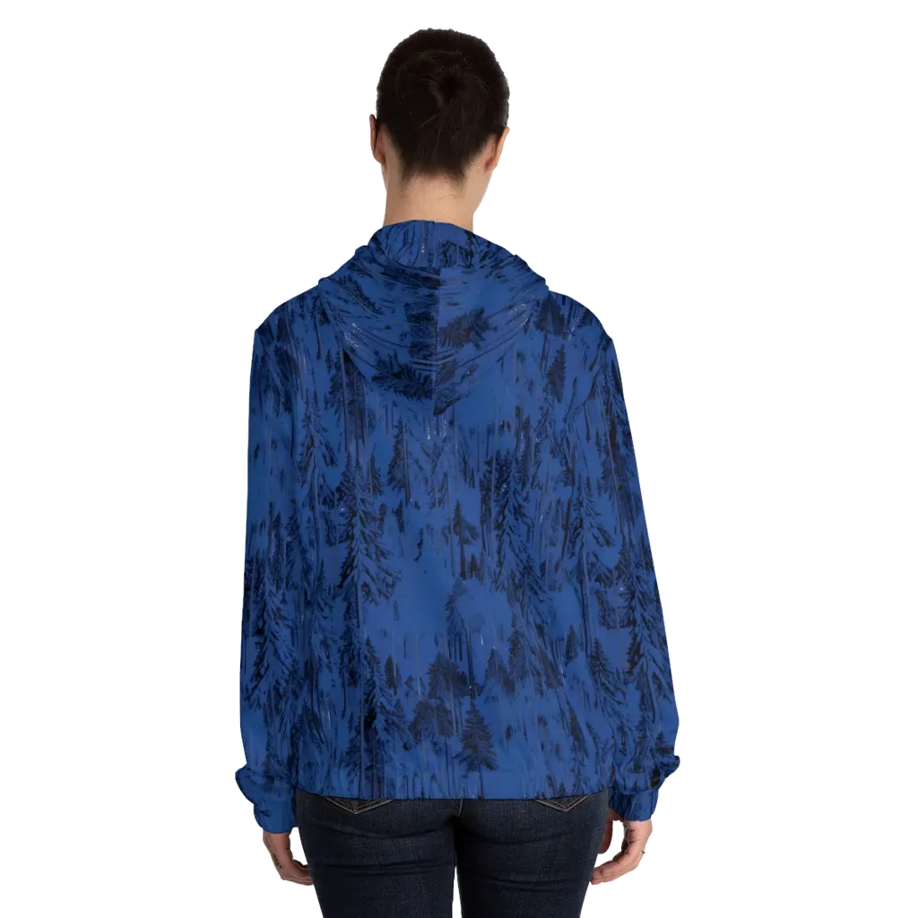 Bluewood Nocturne on Women's Full-Zip Hoodie — Back On Person
