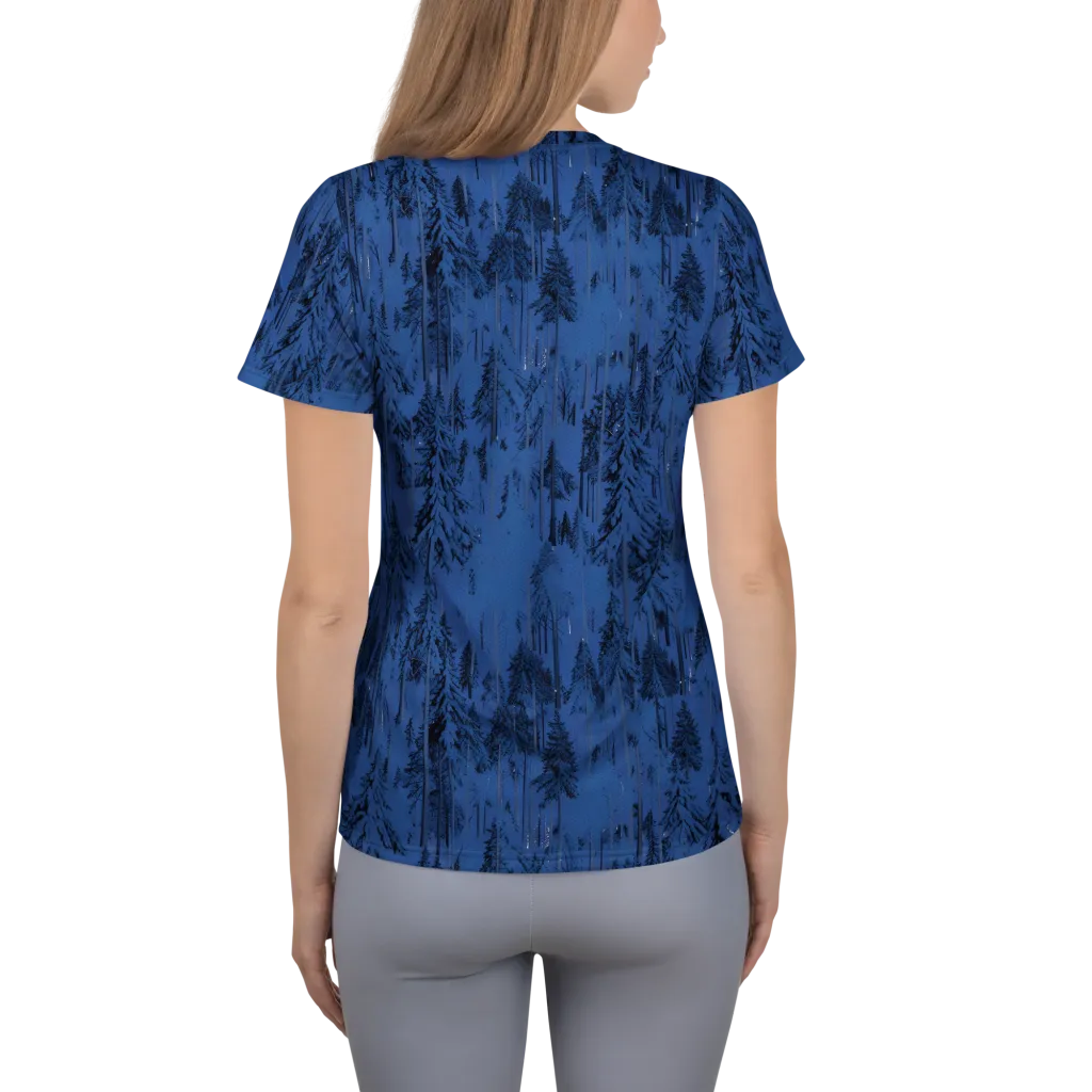 Bluewood Nocturne on Women's Athletic T-Shirt — Back
