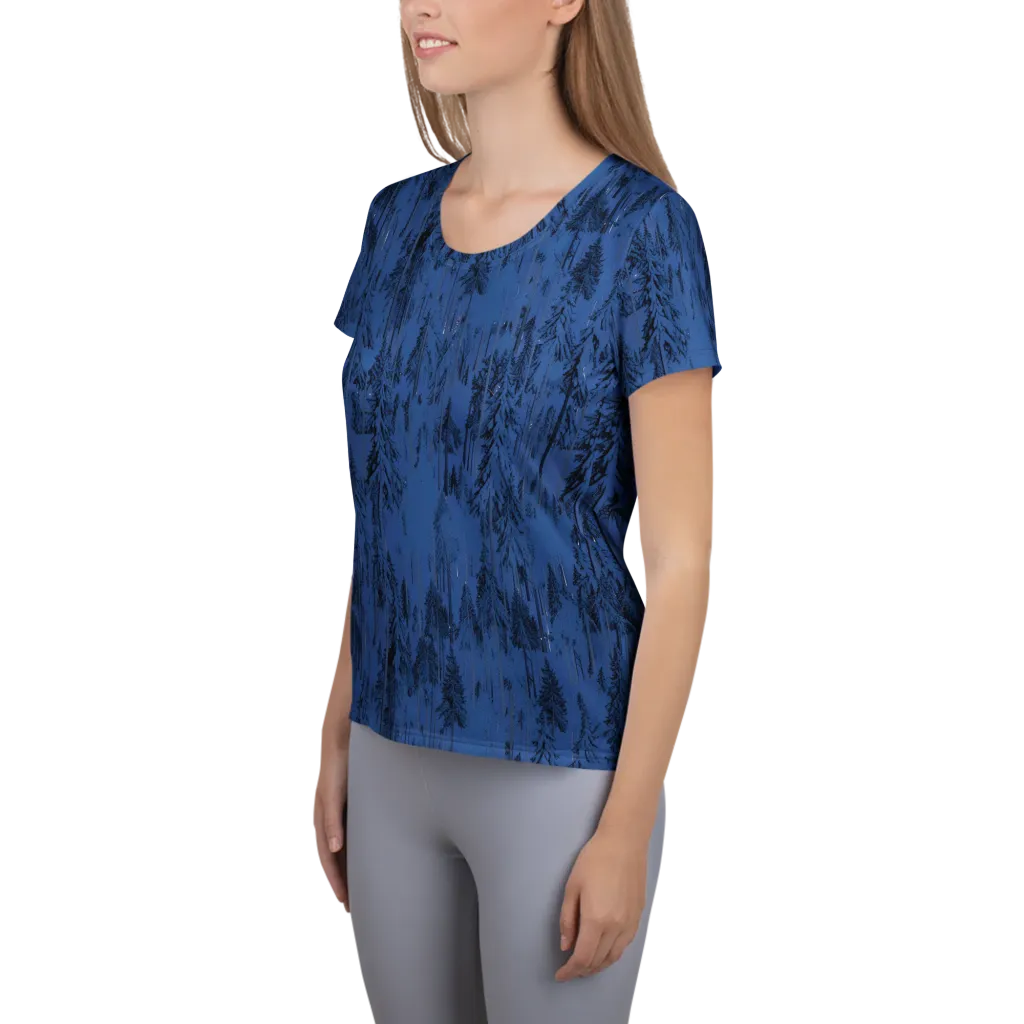 Bluewood Nocturne on Women's Athletic T-Shirt — Left