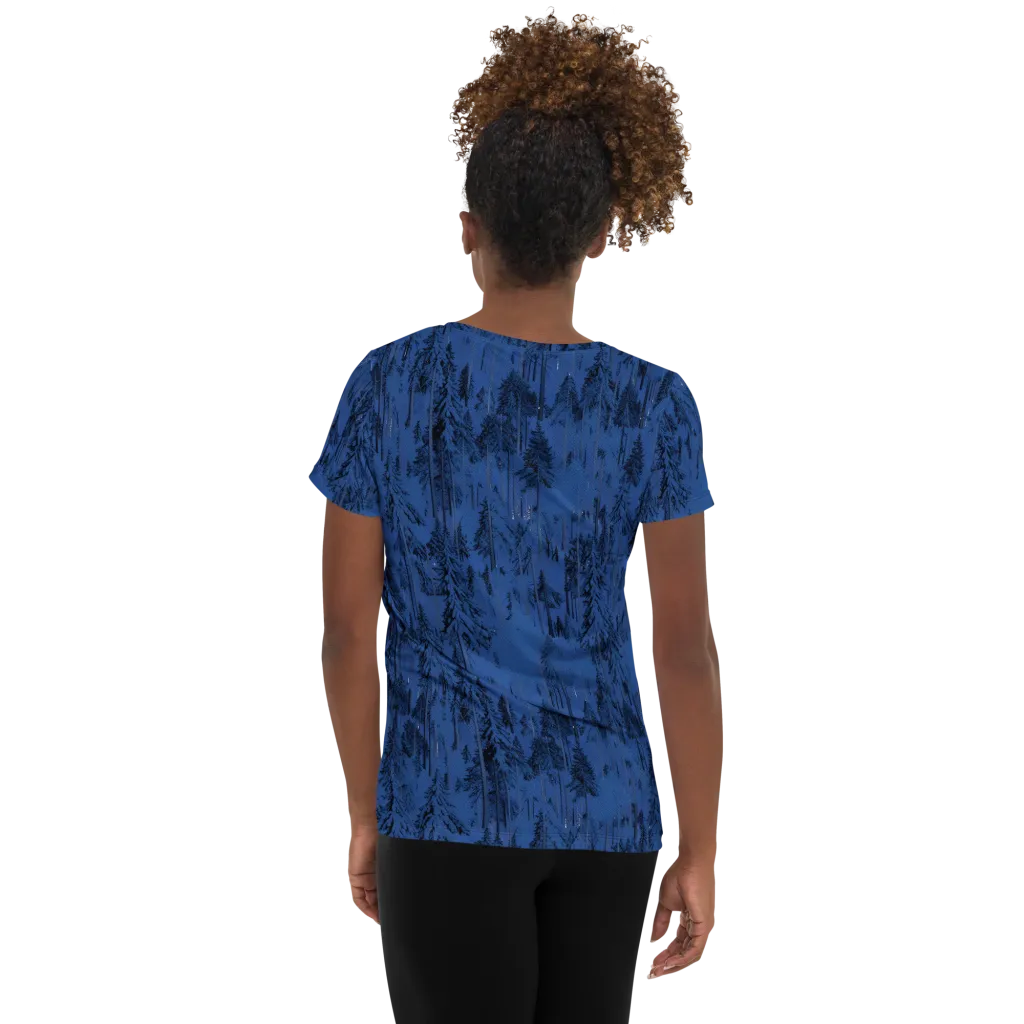 Bluewood Nocturne on Women's Athletic T-Shirt — Back