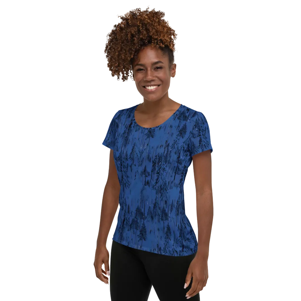 Bluewood Nocturne on Women's Athletic T-Shirt — Left