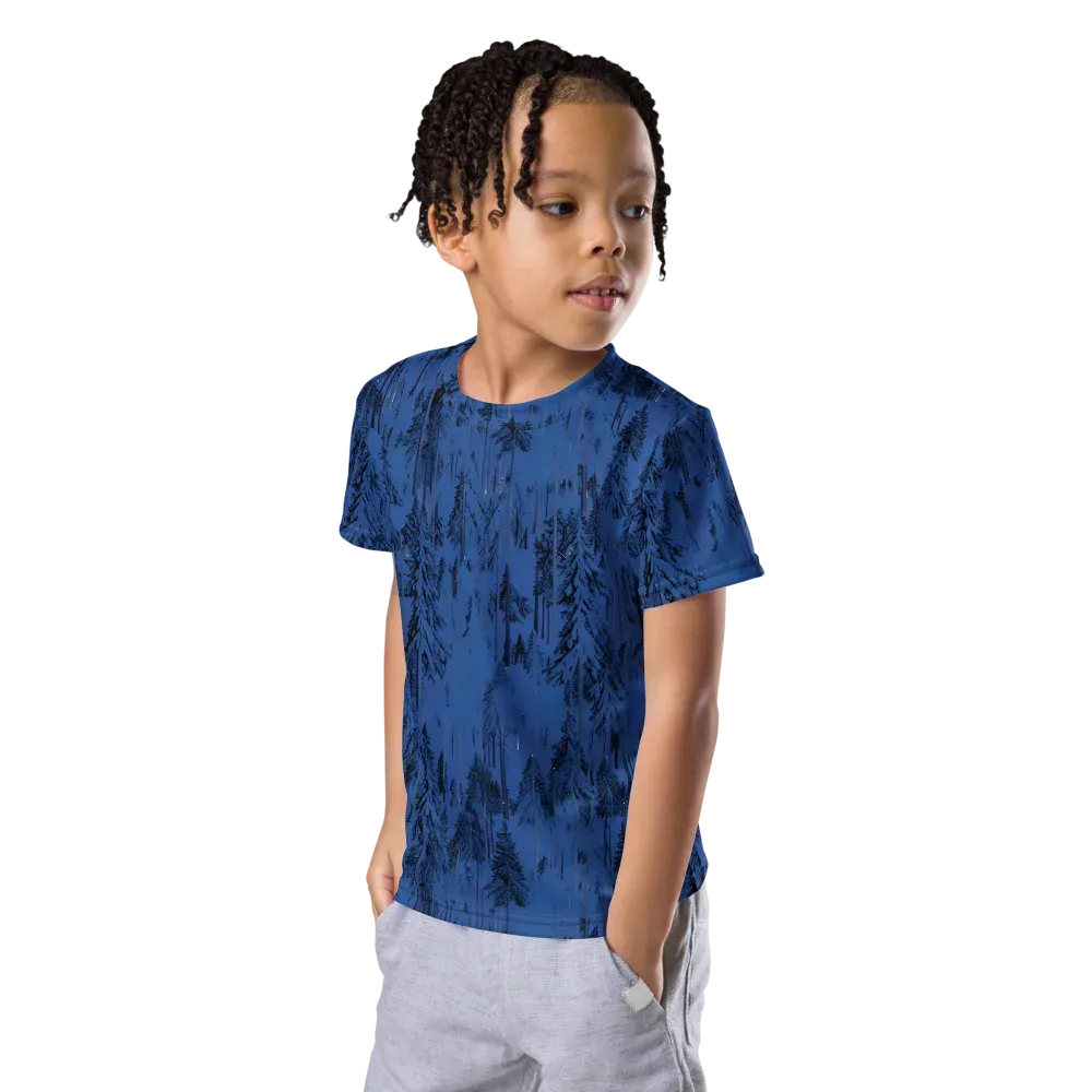 Bluewood Nocturne on Kids Crew Neck T-Shirt — Left Front