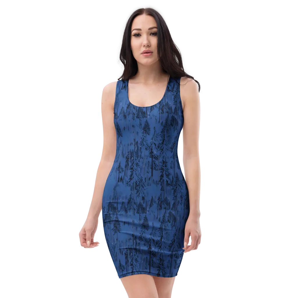 Bluewood Nocturne on Bodycon Dress — Front