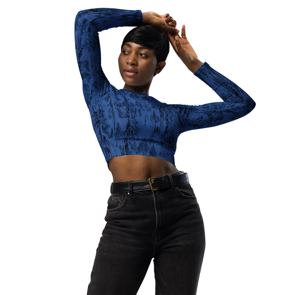 Bluewood Nocturne on Long Sleeve Crop Top — Front