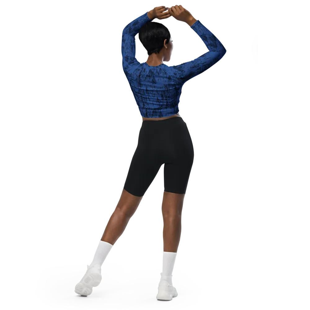 Bluewood Nocturne on Long Sleeve Crop Top — Back