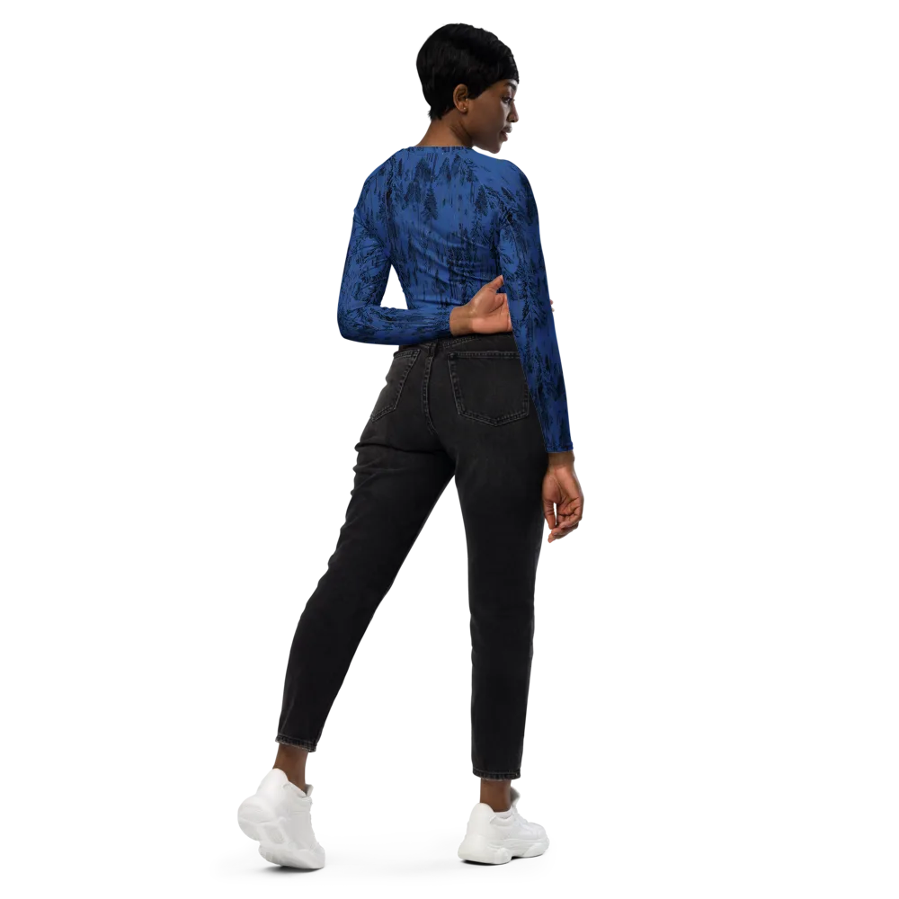 Bluewood Nocturne on Long Sleeve Crop Top — Right Back