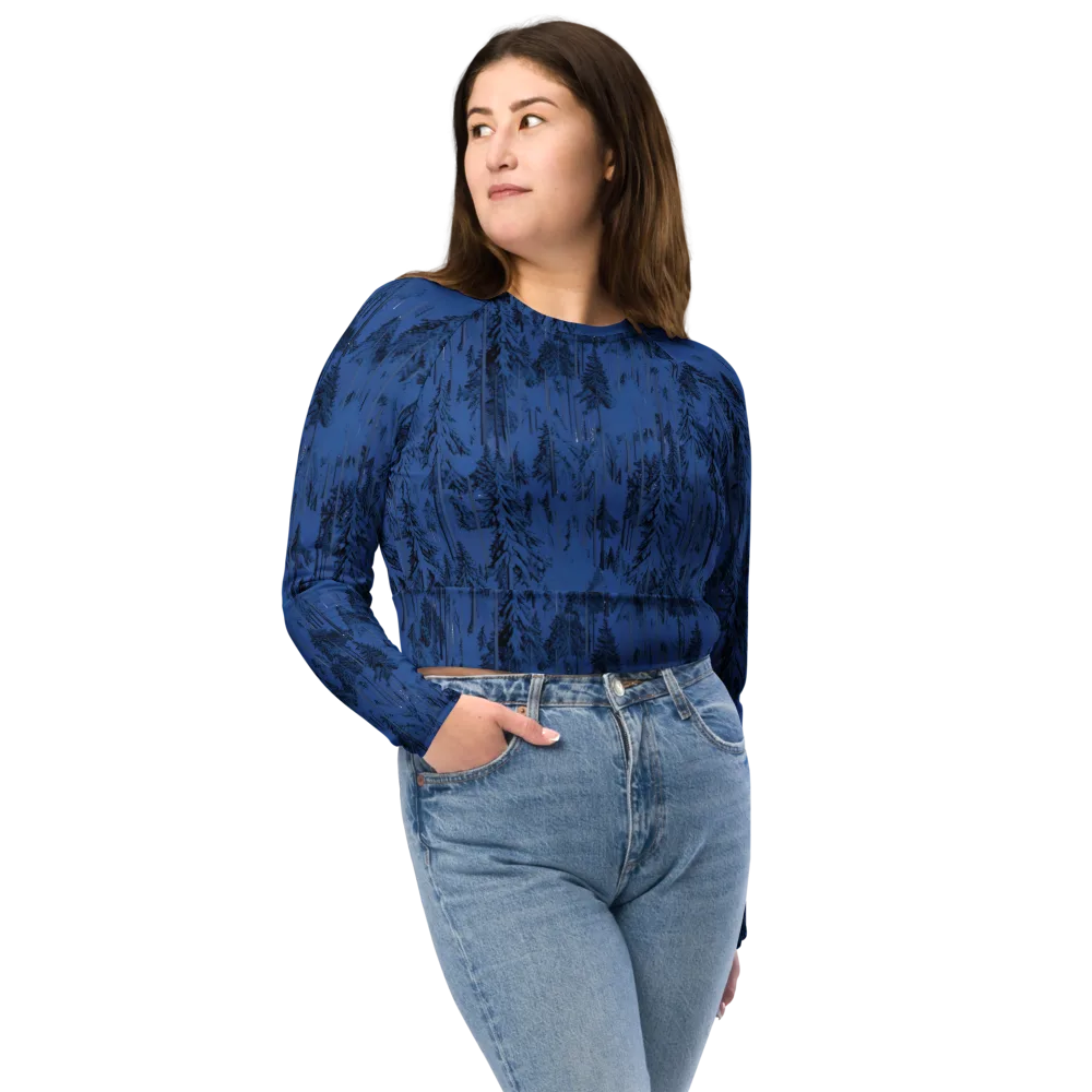 Bluewood Nocturne on Long Sleeve Crop Top — Front