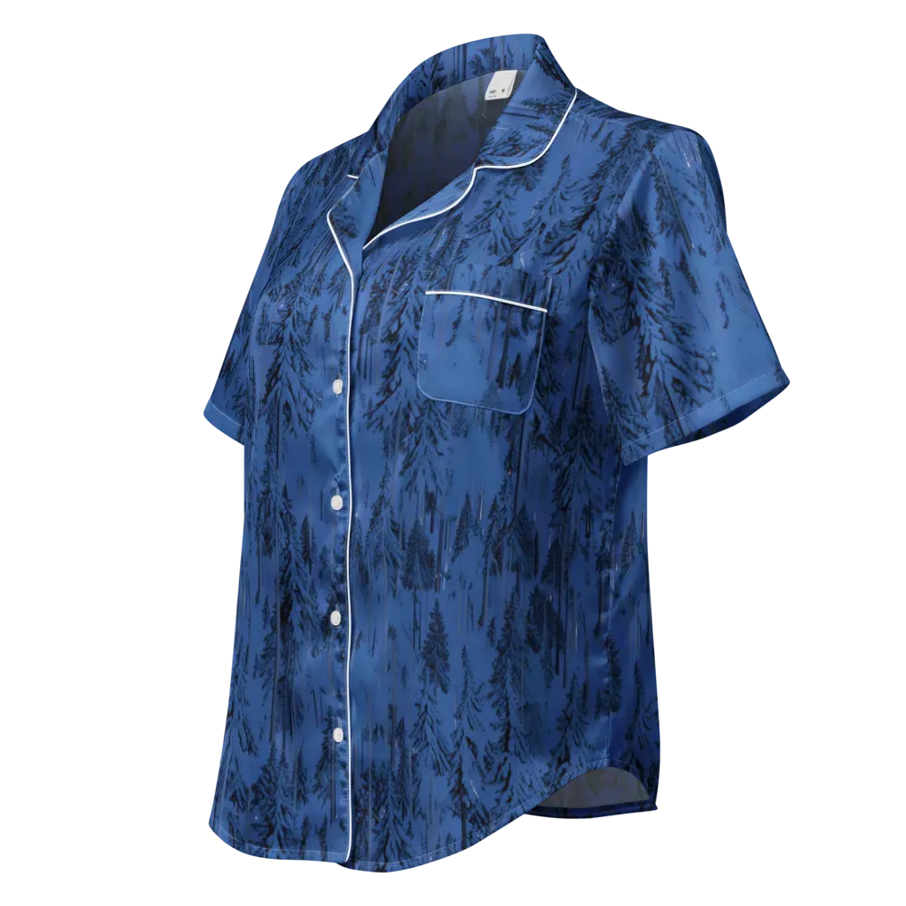 Bluewood Nocturne on Women's Short Sleeve Pajama Top — Left Front