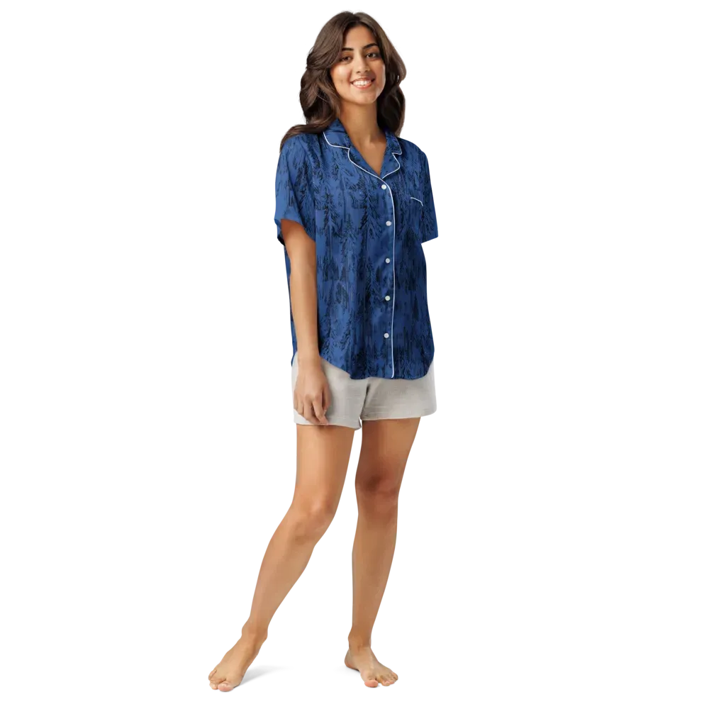 Bluewood Nocturne on Women's Short Sleeve Pajama Top — Front