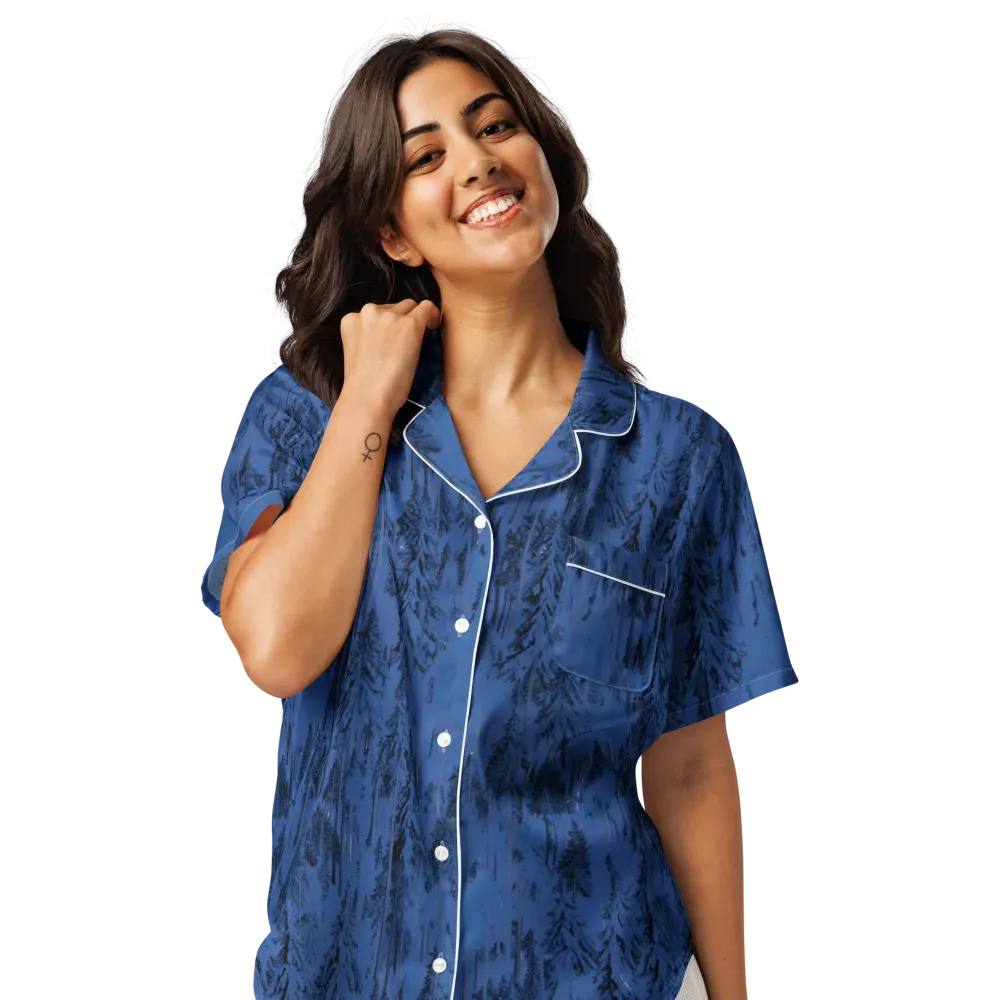 Bluewood Nocturne on Women's Short Sleeve Pajama Top — Front