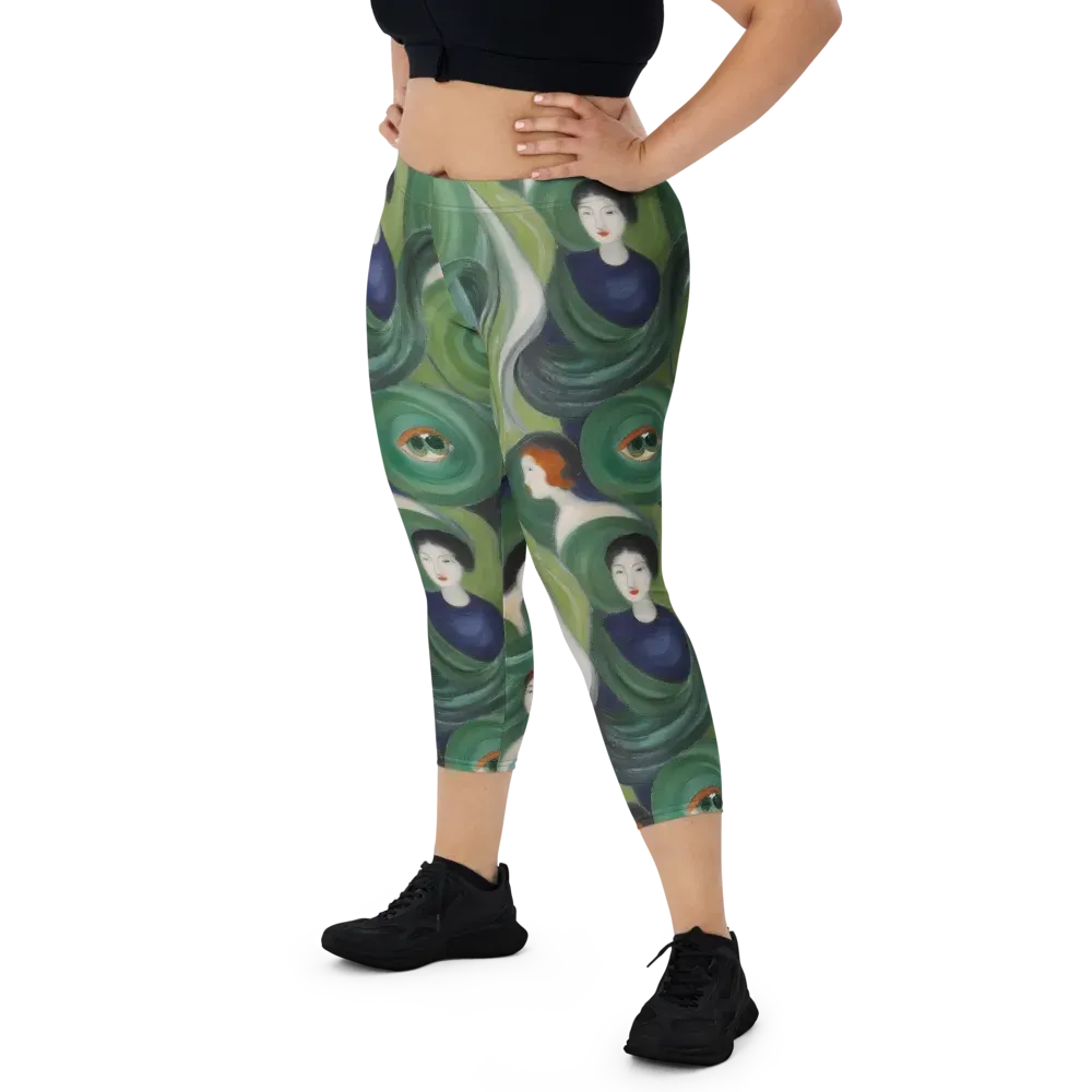 Emerald Reverie on Capri Leggings — Front