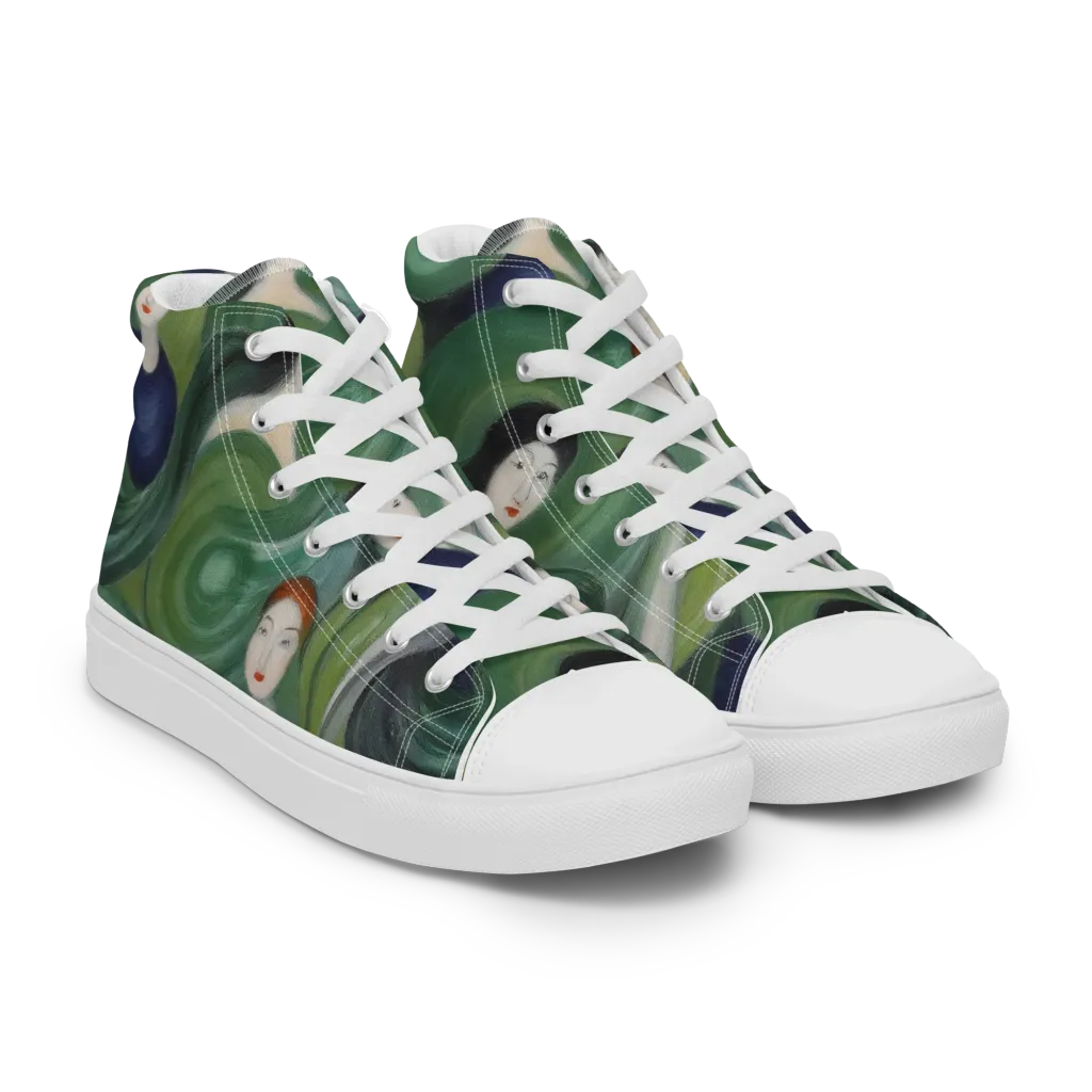 Emerald Reverie on Men's High Top Canvas Shoes — Right Front