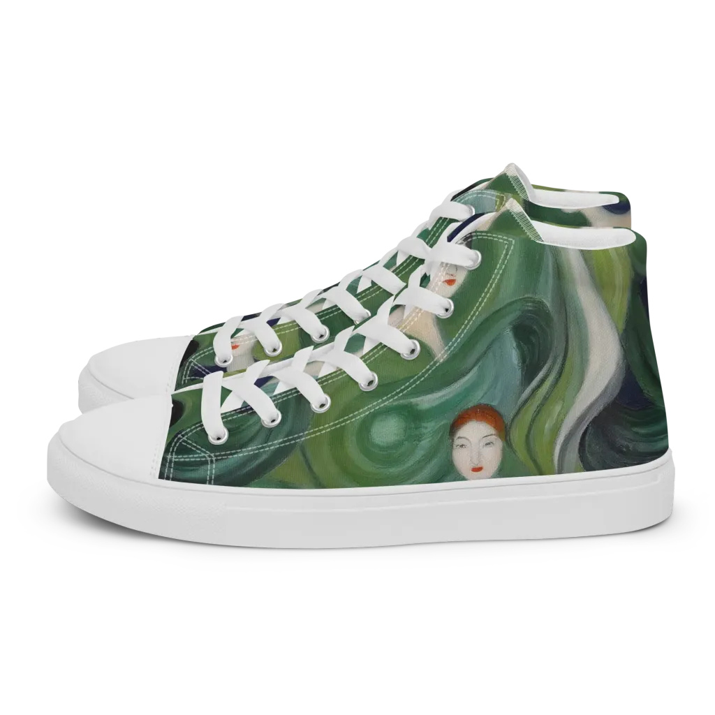 Emerald Reverie on Men's High Top Canvas Shoes — Left
