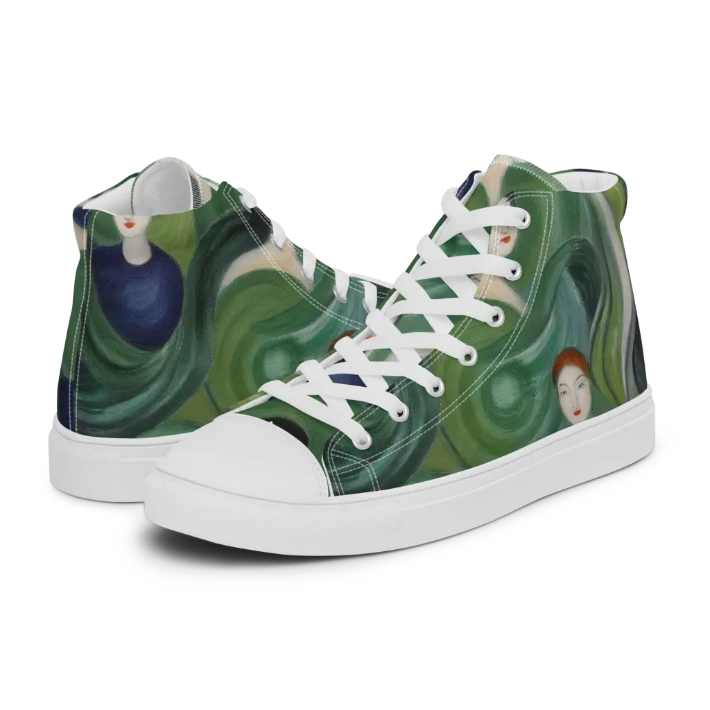 Emerald Reverie on Men's High Top Canvas Shoes — Left