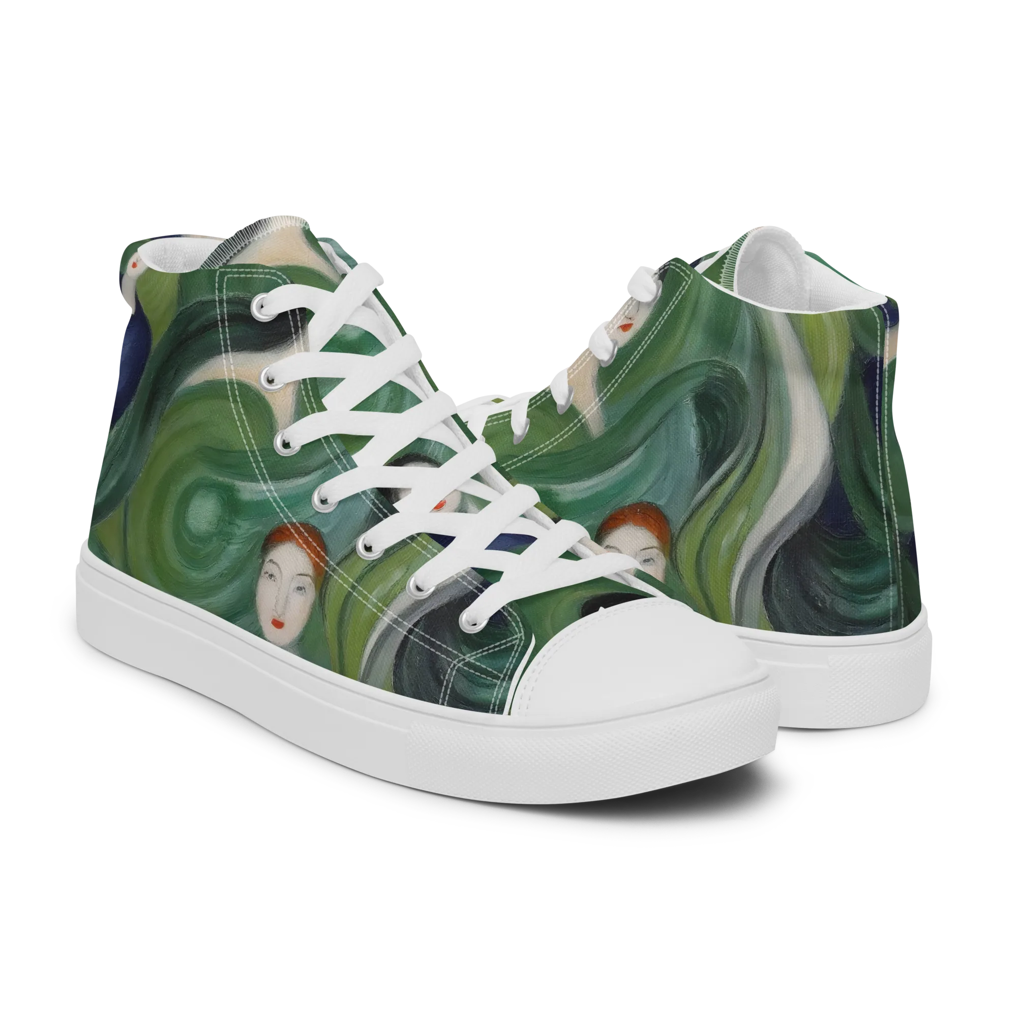 Emerald Reverie on Men's High Top Canvas Shoes — Right
