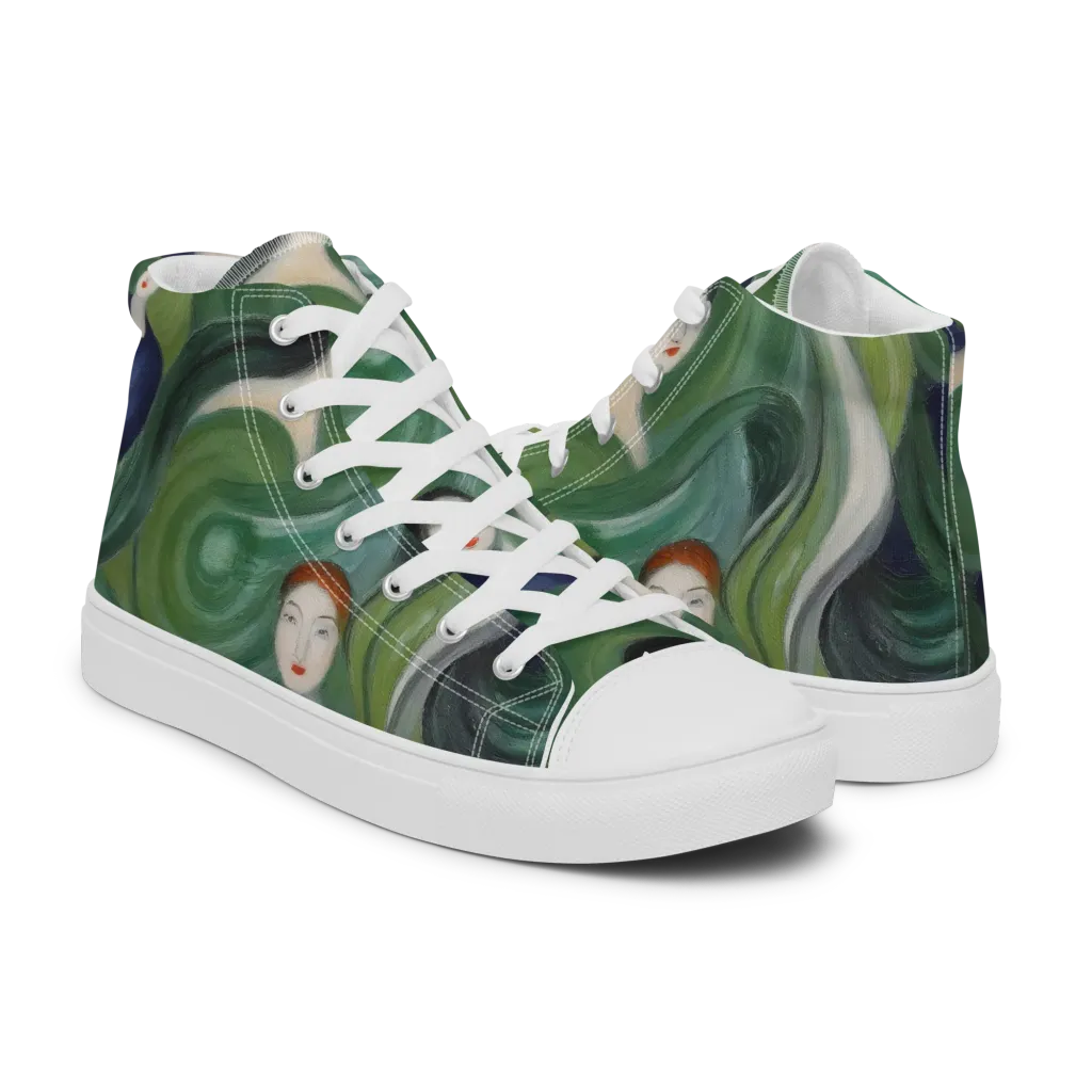 Emerald Reverie on Men's High Top Canvas Shoes — Right