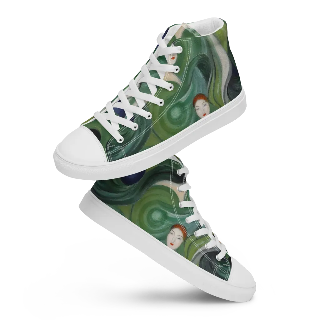 Emerald Reverie on Men's High Top Canvas Shoes — Front