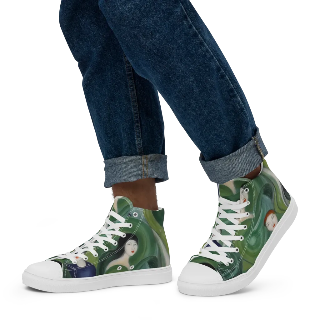 Emerald Reverie on Men's High Top Canvas Shoes — Left