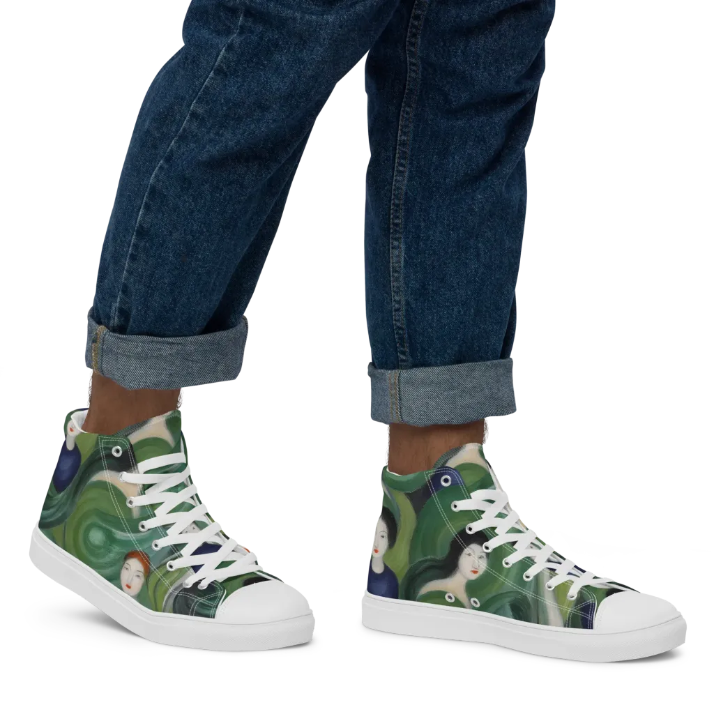 Emerald Reverie on Men's High Top Canvas Shoes — Right