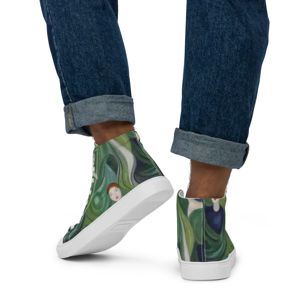 Emerald Reverie on Men's High Top Canvas Shoes — Back