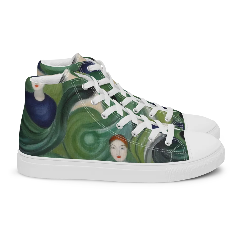 Emerald Reverie on Women's High Top Canvas Shoes — Right