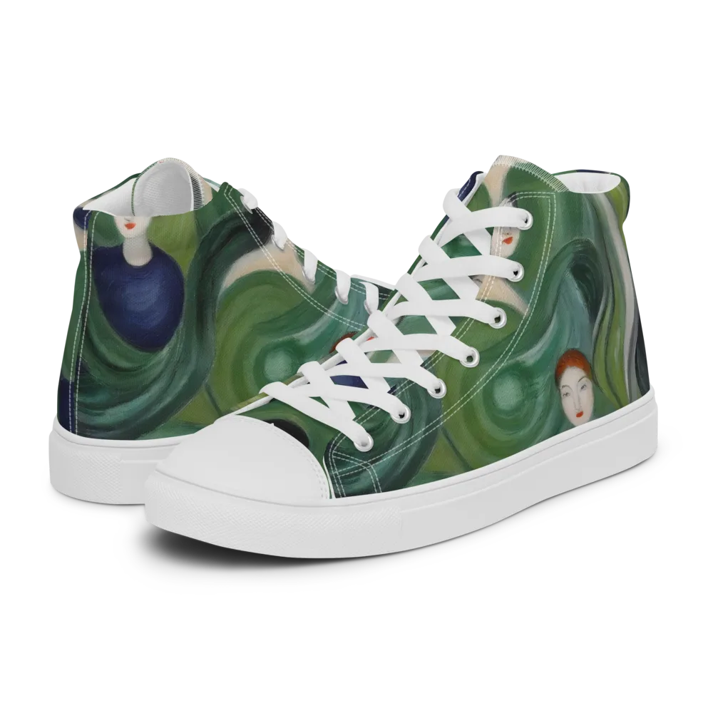 Emerald Reverie on Women's High Top Canvas Shoes — Left