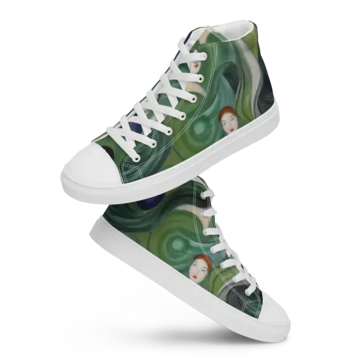 Emerald Reverie on a Women's High Top Canvas Shoes