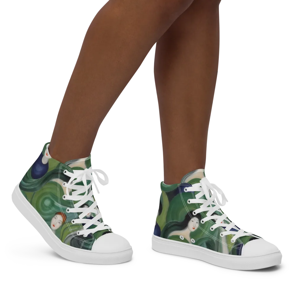 Emerald Reverie on Women's High Top Canvas Shoes — Right