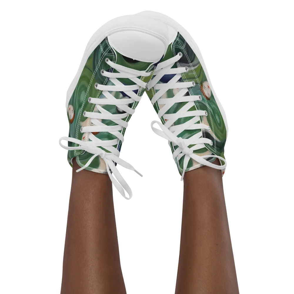 Emerald Reverie on Women's High Top Canvas Shoes — Front