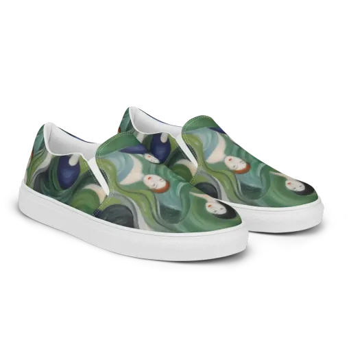 Emerald Reverie on a Men's Slip-On Canvas Shoes
