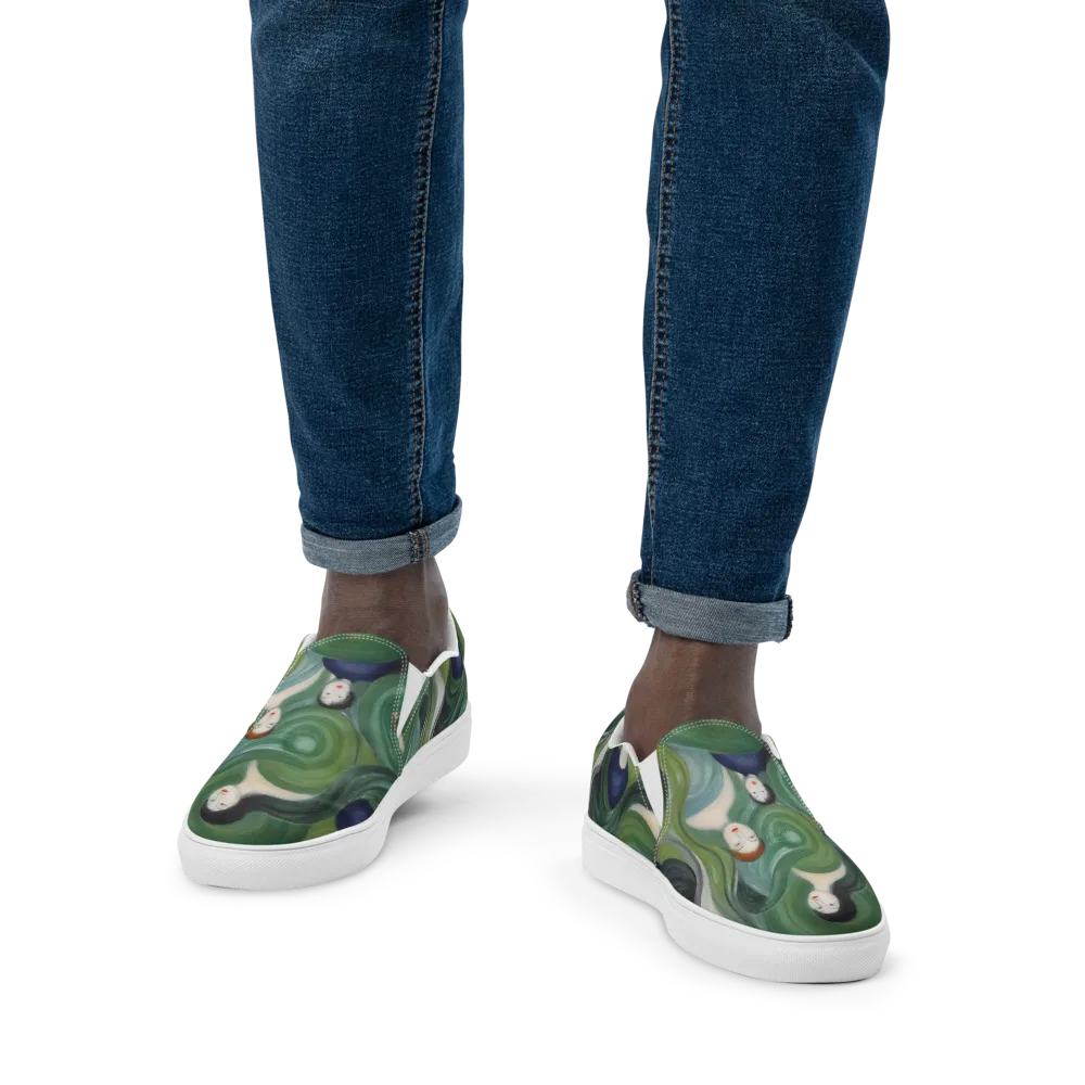 Emerald Reverie on Men's Slip-On Canvas Shoes — Front
