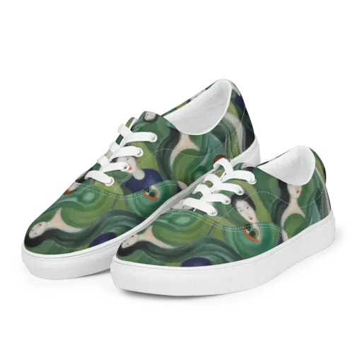 Emerald Reverie on a Men's Lace-Up Canvas Shoes
