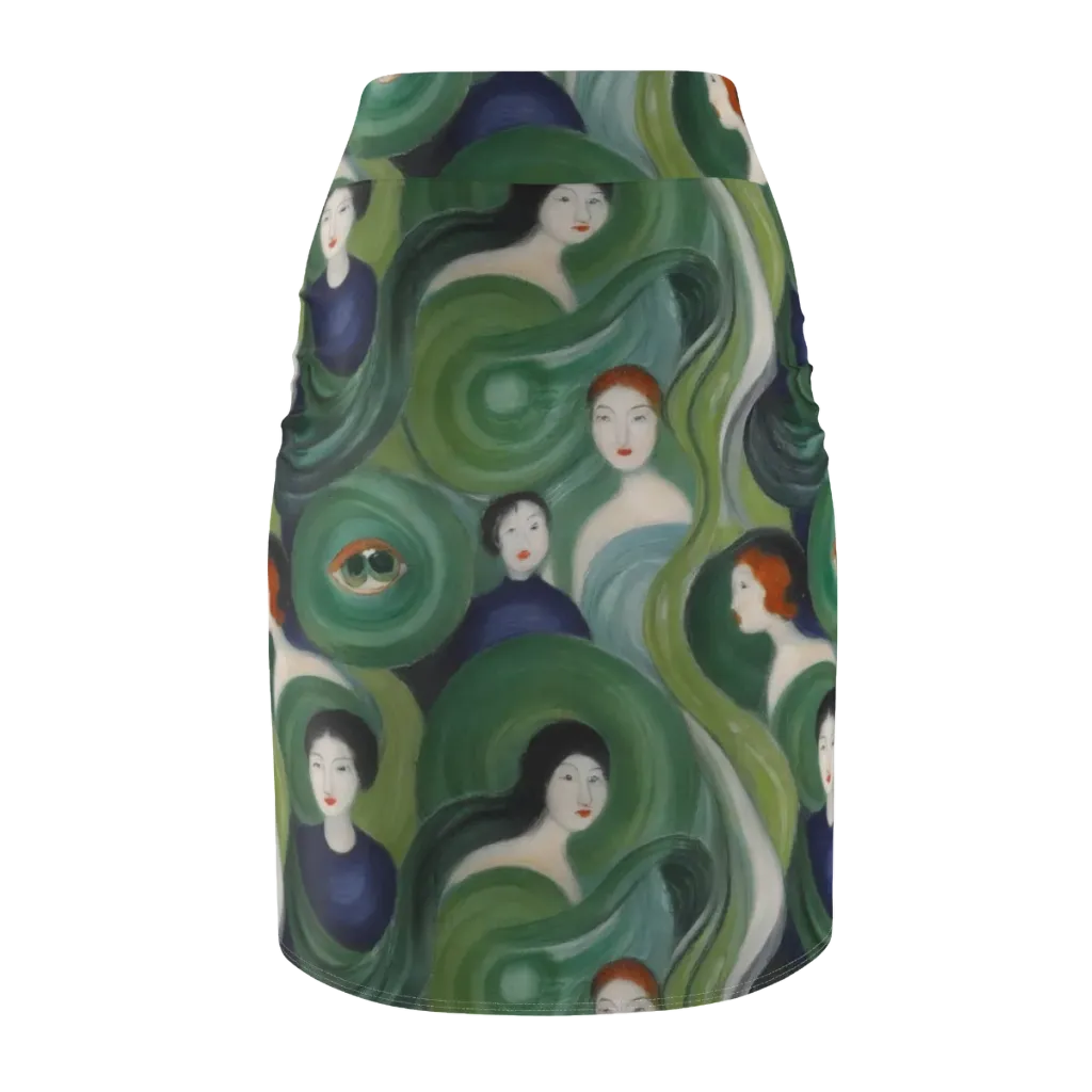 Emerald Reverie on Pencil Skirt — Back