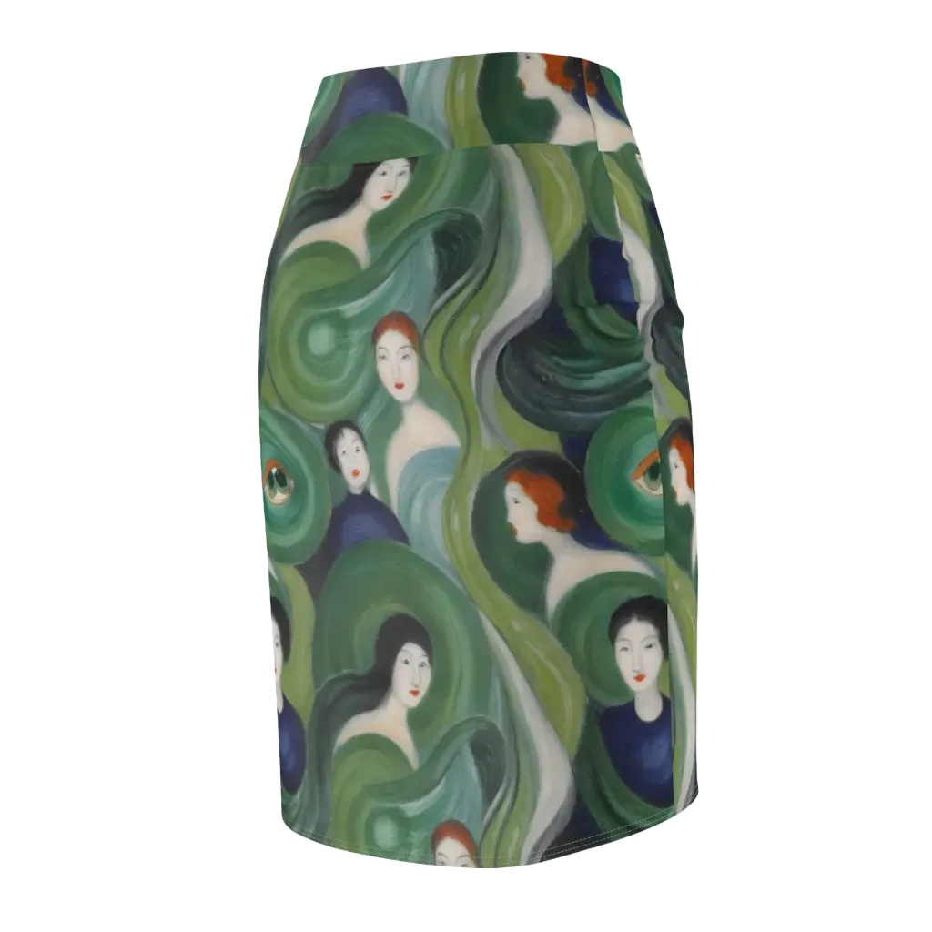 Emerald Reverie on Pencil Skirt — Back Side