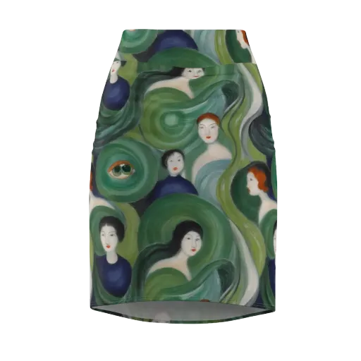 Emerald Reverie on a Pencil Skirt