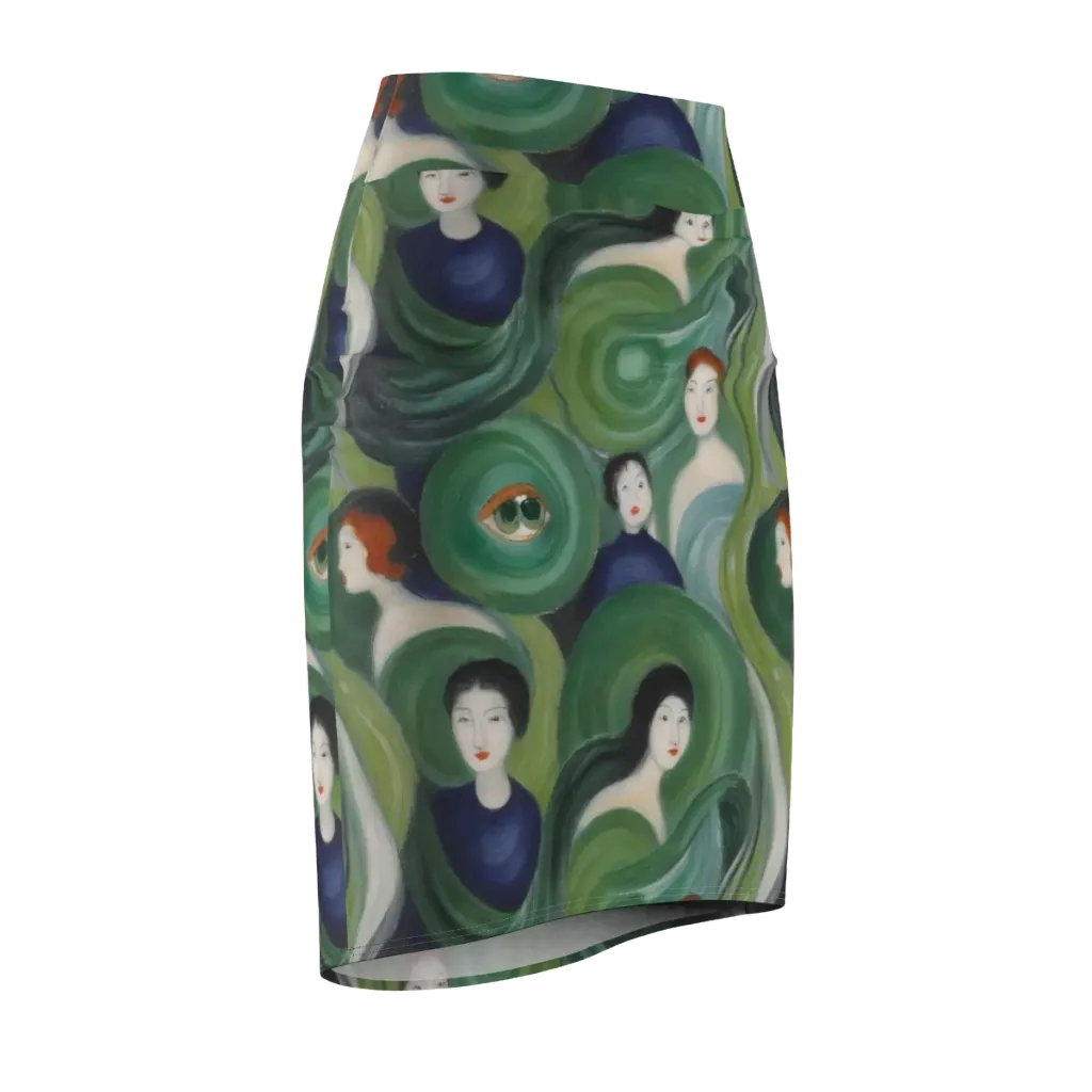 Emerald Reverie on Pencil Skirt — Front Side