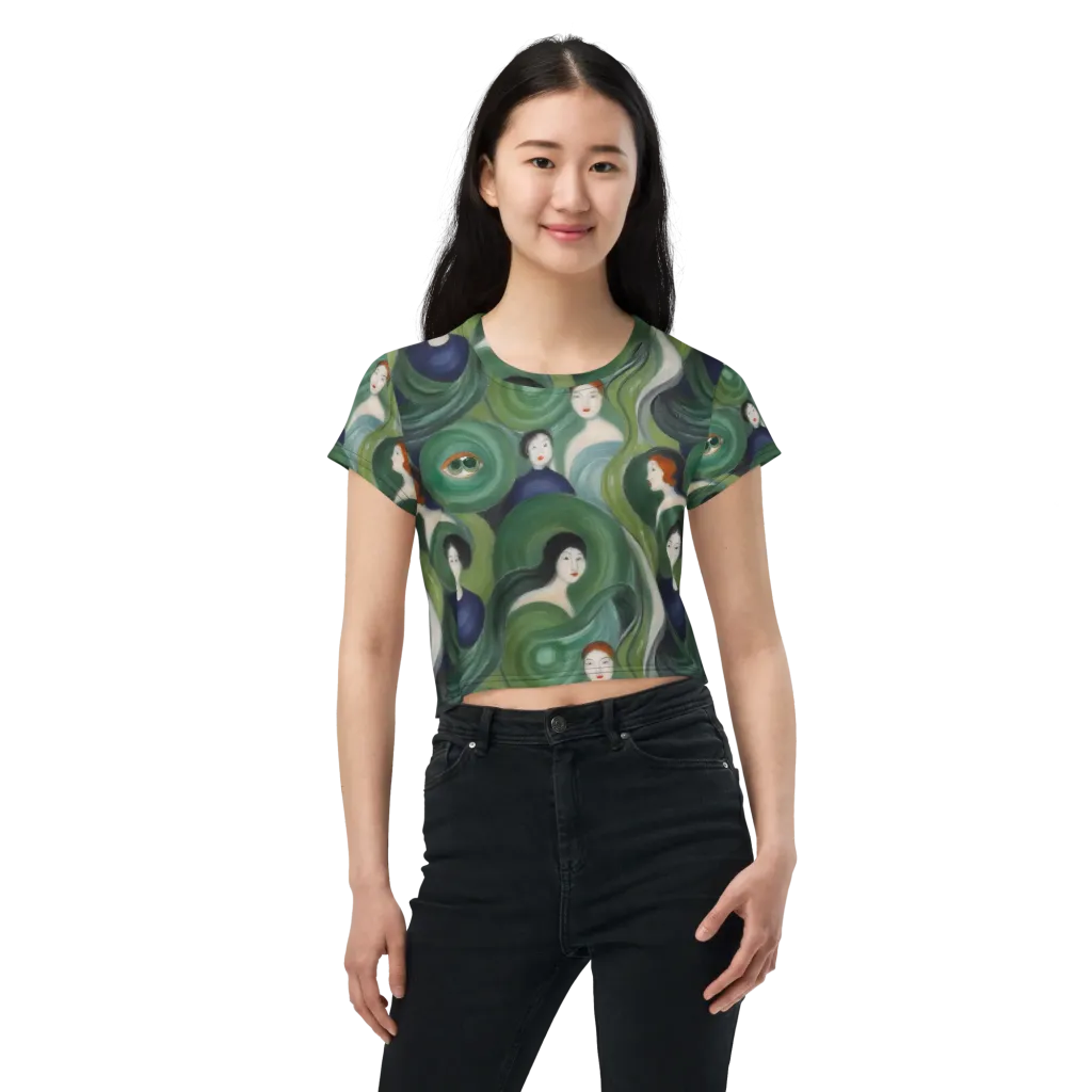 Emerald Reverie on Crop Tee — Front