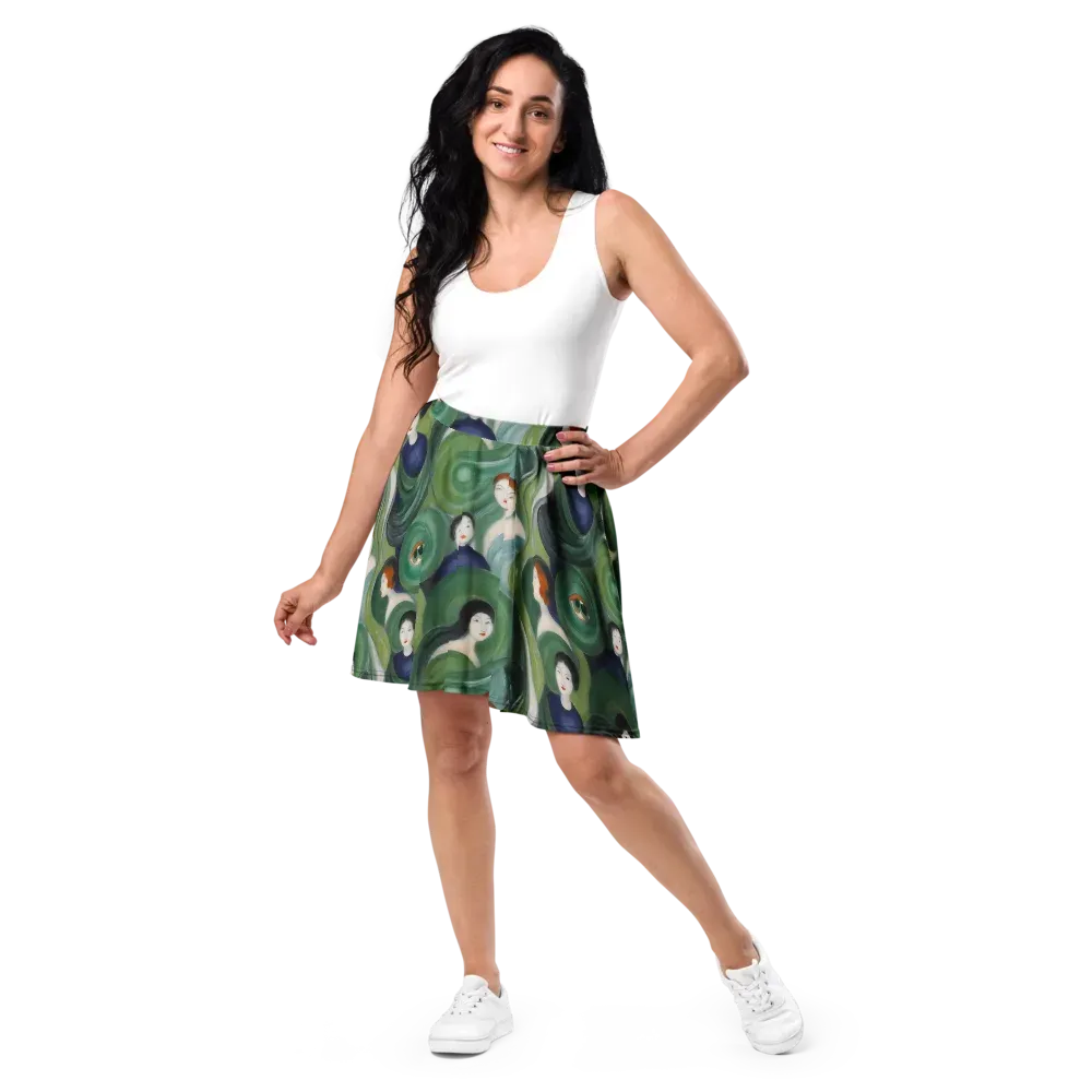 Emerald Reverie on Skater Skirt — Front