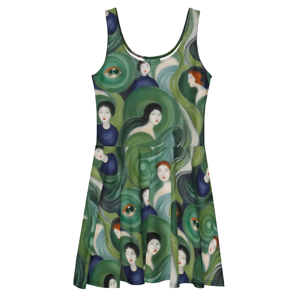 Emerald Reverie on Skater Dress — Front