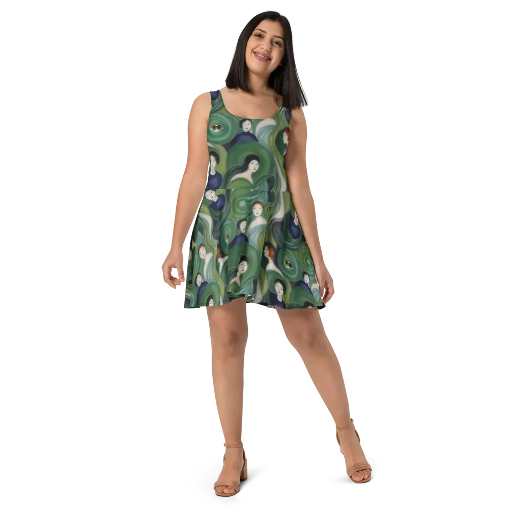 Emerald Reverie on Skater Dress — Front