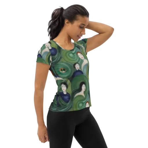 Emerald Reverie on a Women's Athletic T-Shirt