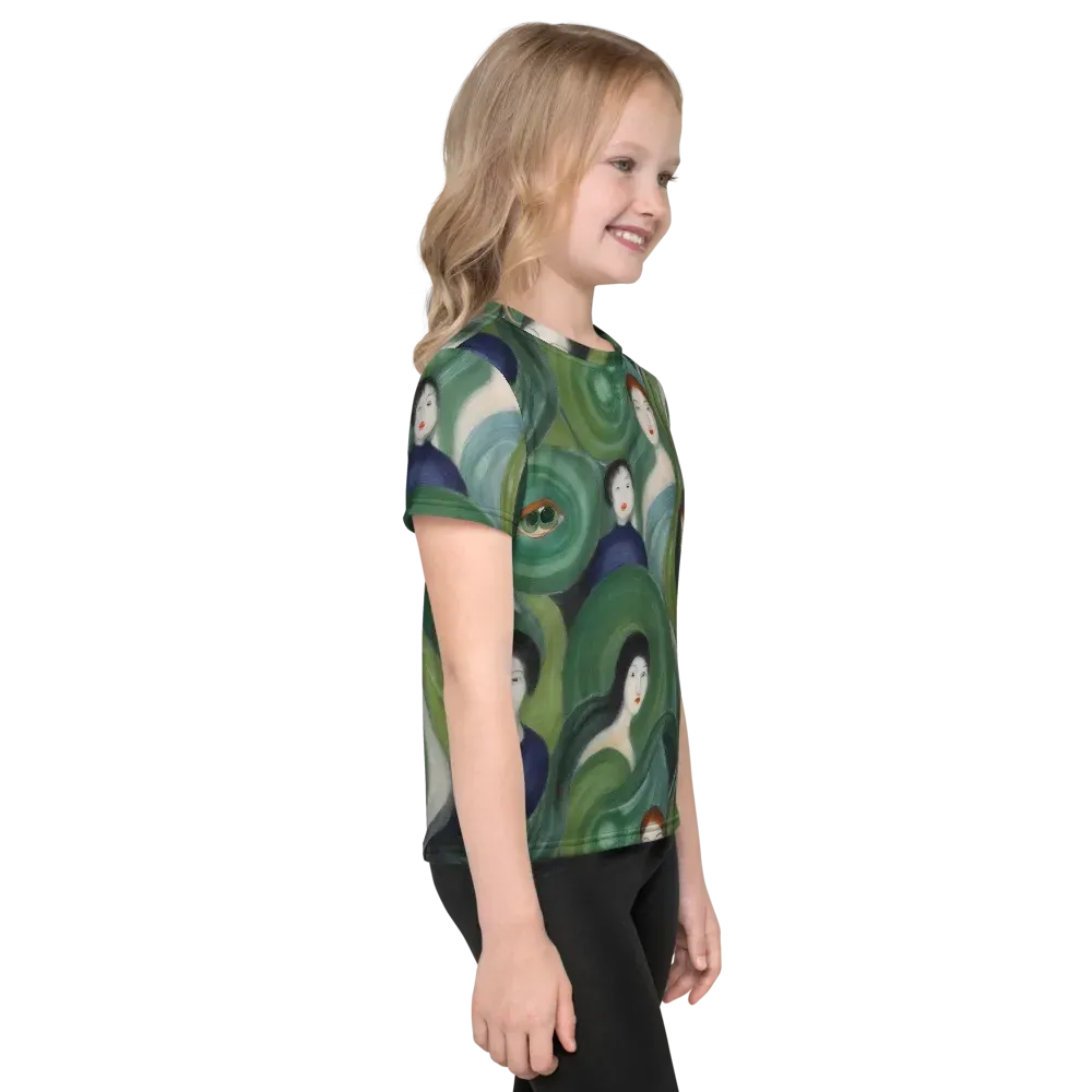 Emerald Reverie on Kids Crew Neck T-Shirt — Right