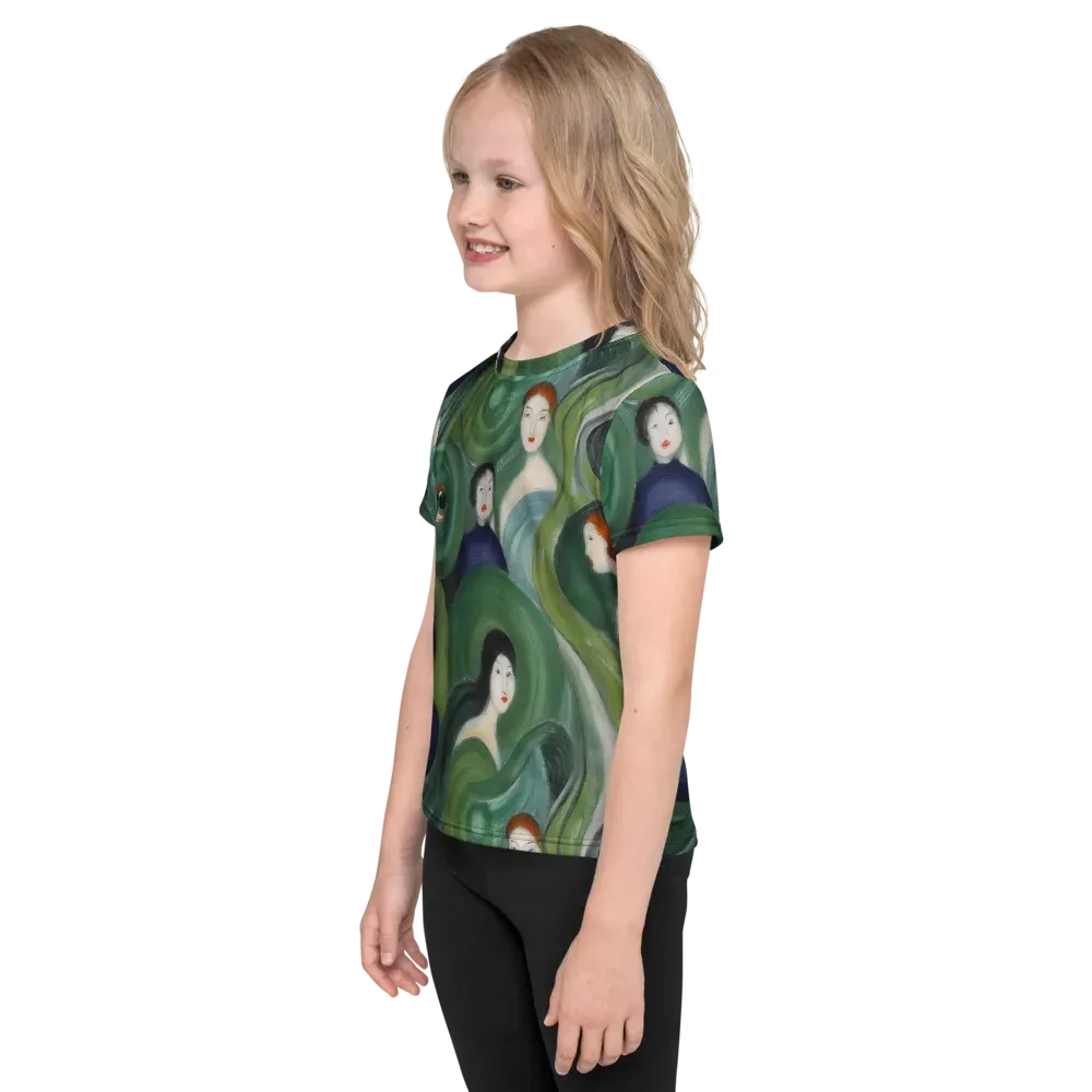 Emerald Reverie on Kids Crew Neck T-Shirt — Left